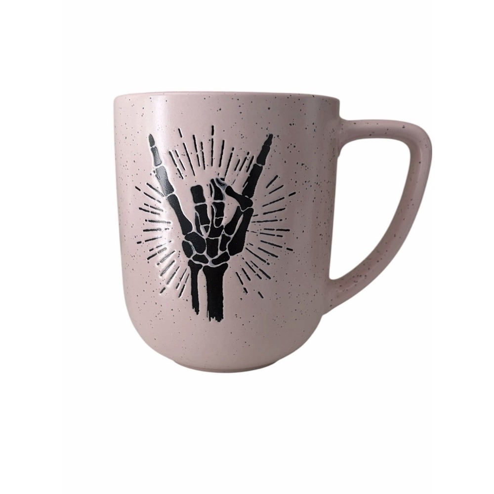 Large Halloween Coffee Mug Bad Witch Skeleton Hand. Pink Market Finds New - Picture 2 of 4